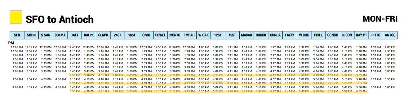 yellow line schedule