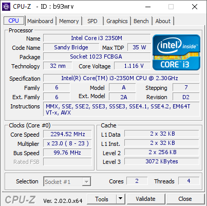 i3 2350m socket