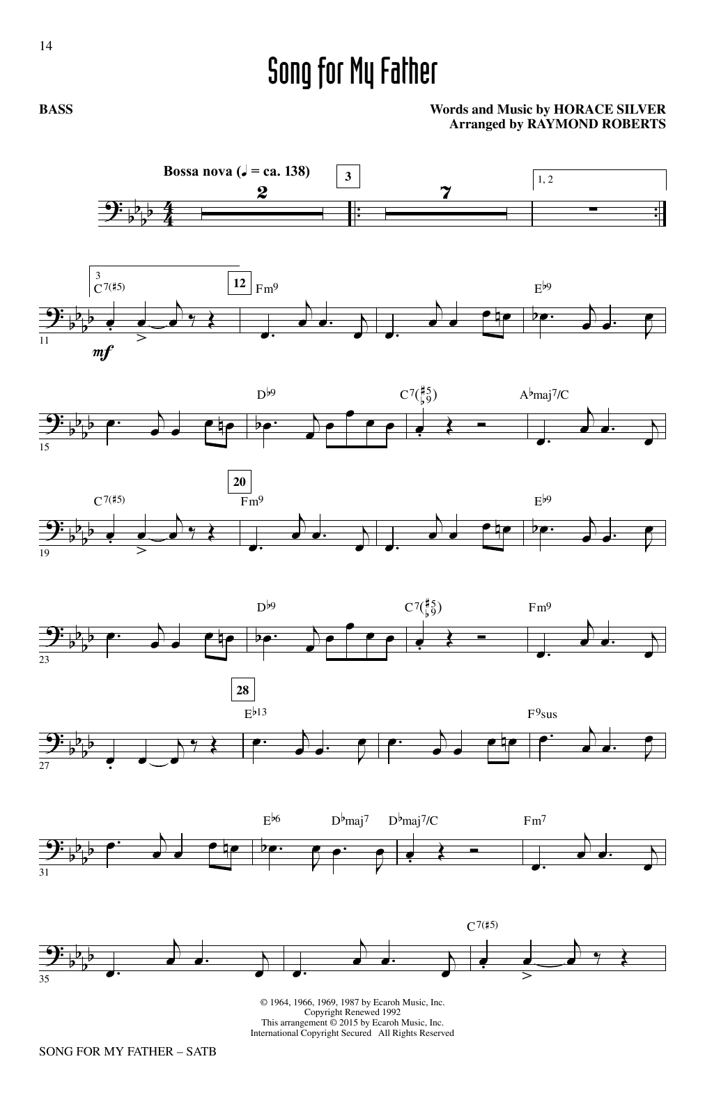 song for my father sheet music