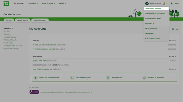 td canada trust easyweb login