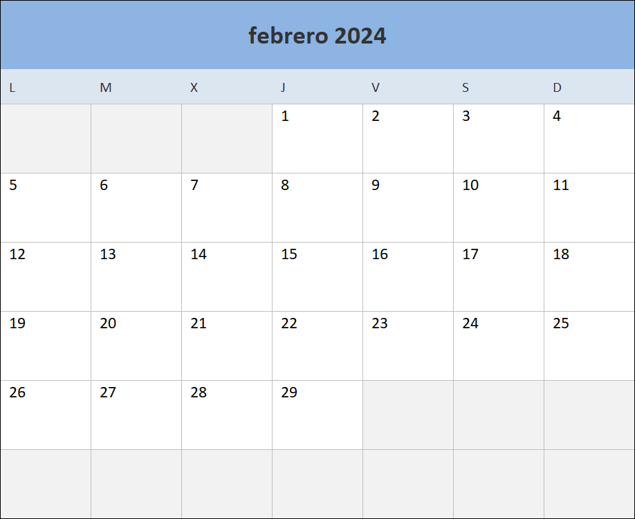 plantilla calendario 2024 excel