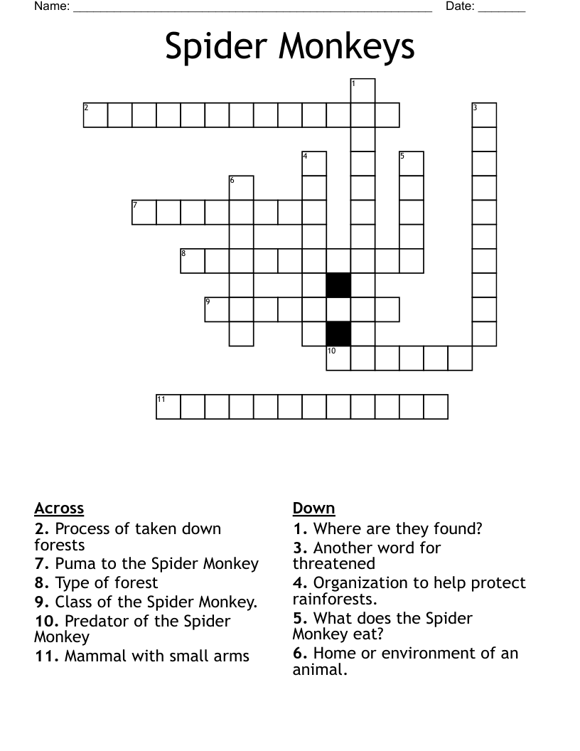 large monkey crossword clue