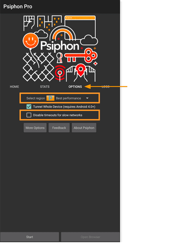 how to use psiphon on android