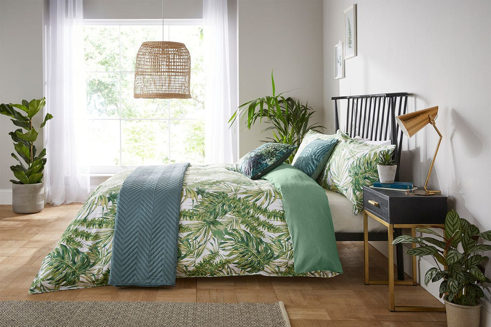 leaf print bedding