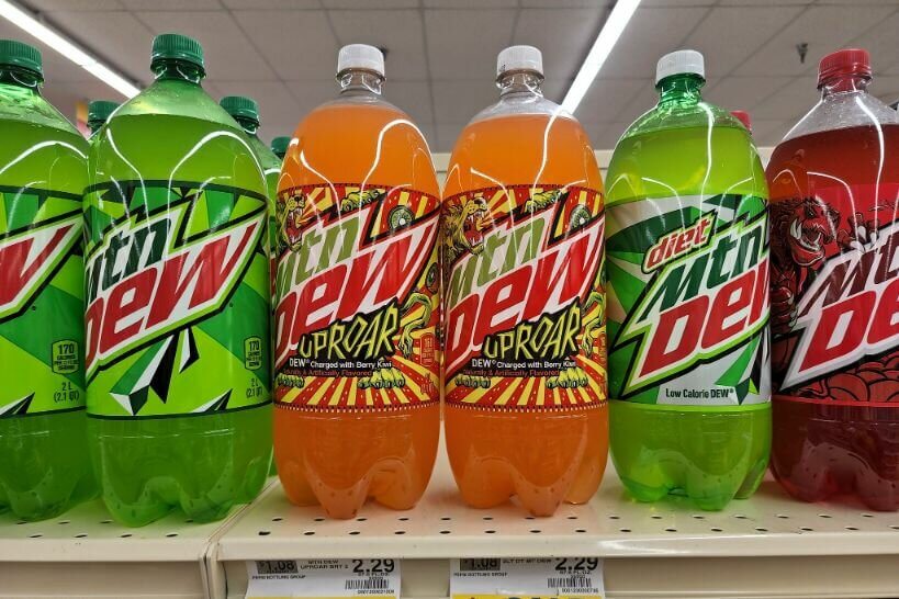 how much caffeine is in mountain dew