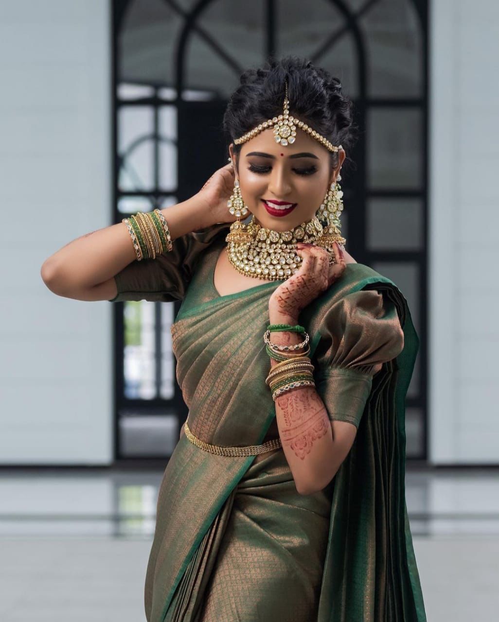 green wedding saree kerala