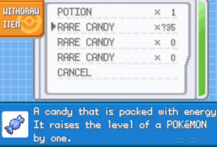 pokemon rare candy cheat