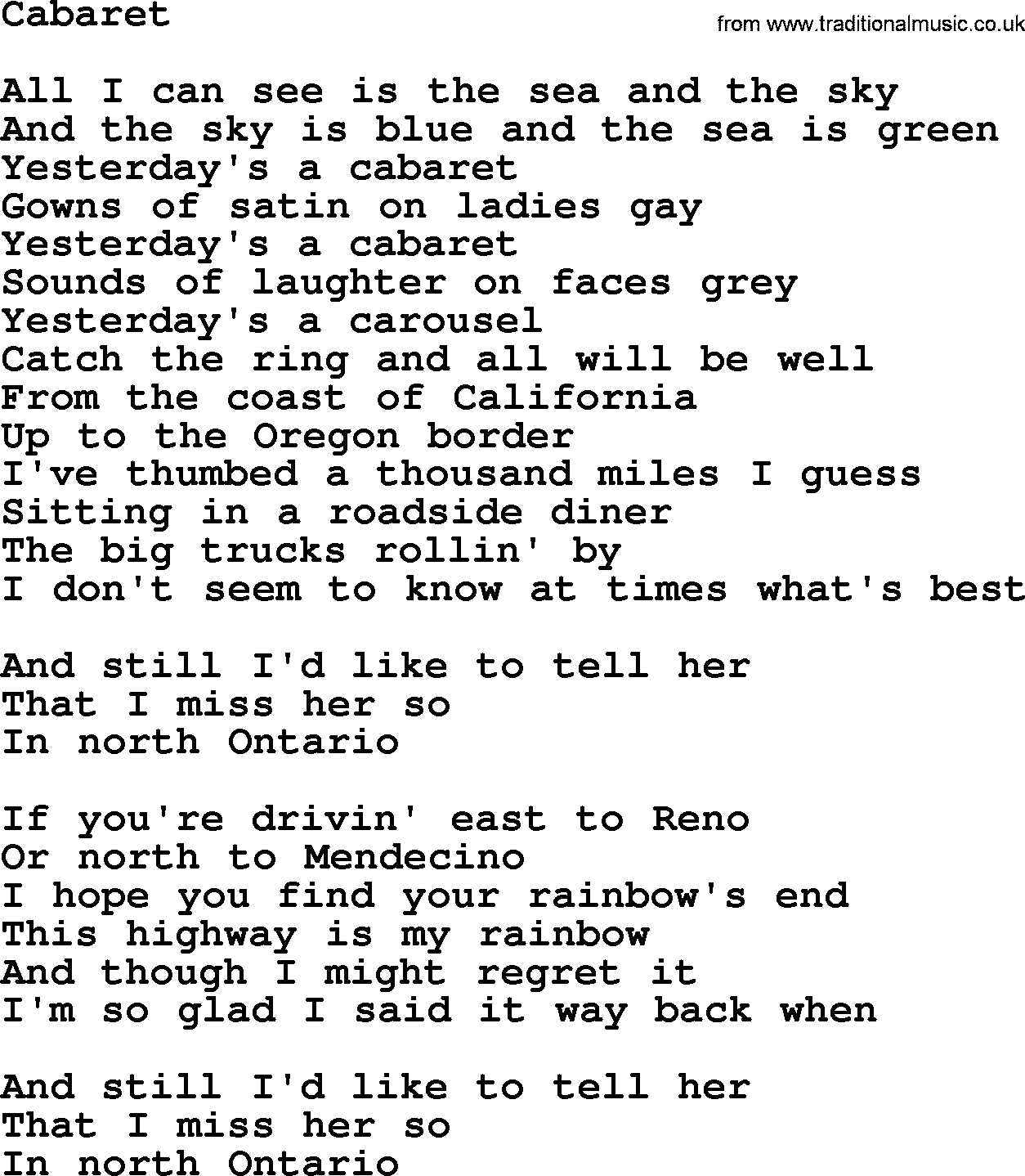 cabaret lyrics