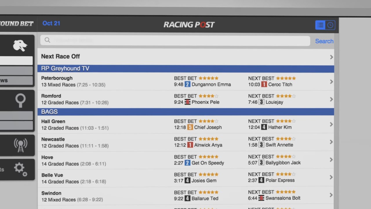 racing post greyhound bet app