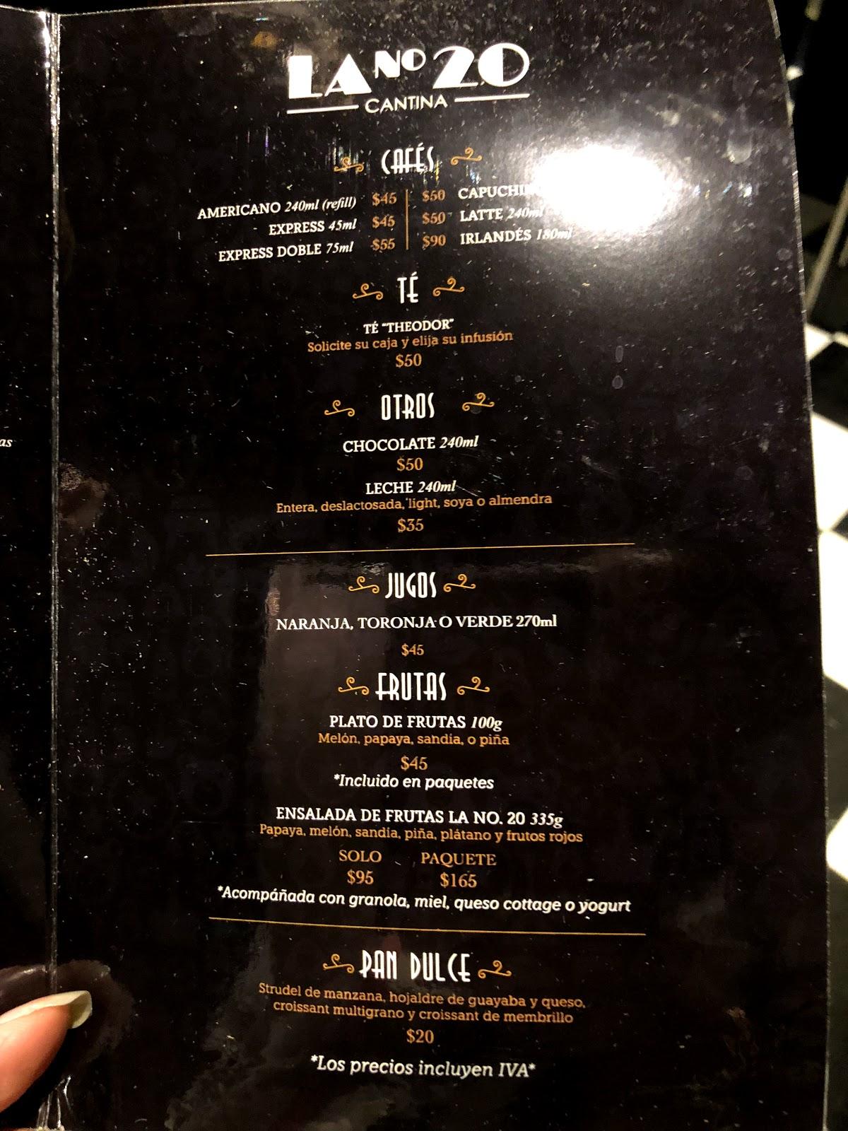 cantina la 20 polanco menu