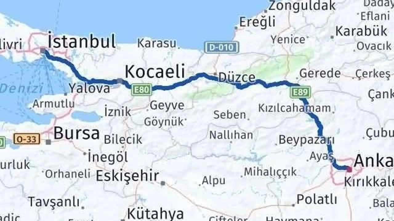 istanbul ankara sincan kaç km