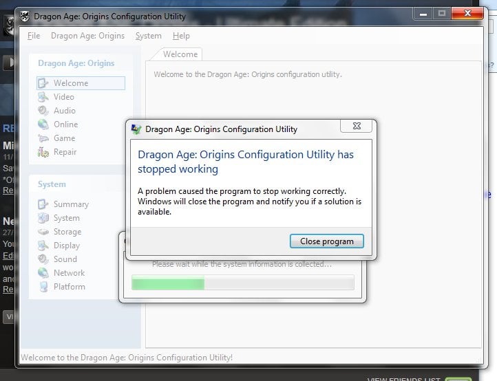 dragon age origins has stopped working