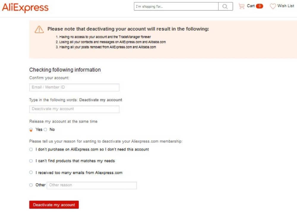 release my account at the same time aliexpress