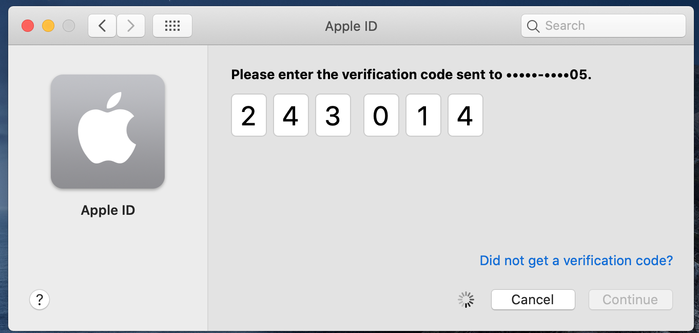 apple id verification code on mac