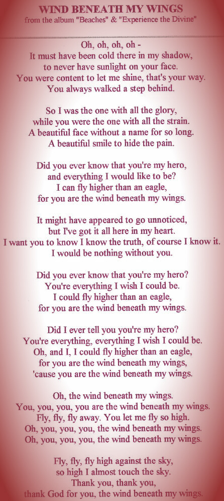 wind beneath my wings lyrics