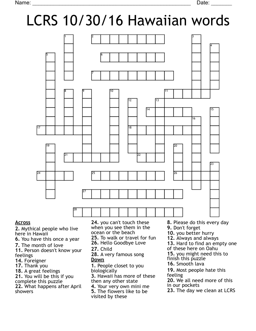 hawaiian thanks crossword