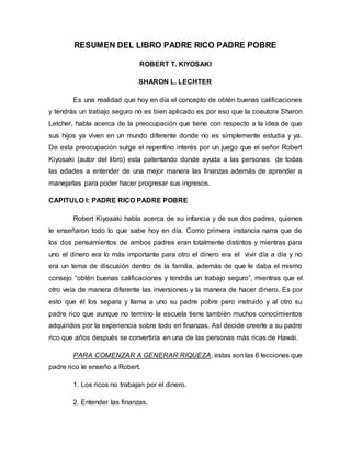 conclusion padre rico padre pobre pdf