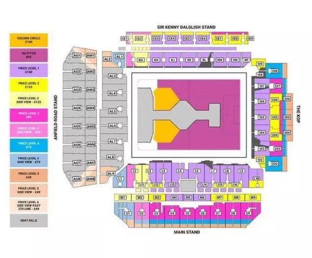 anfield stadium seating plan concert