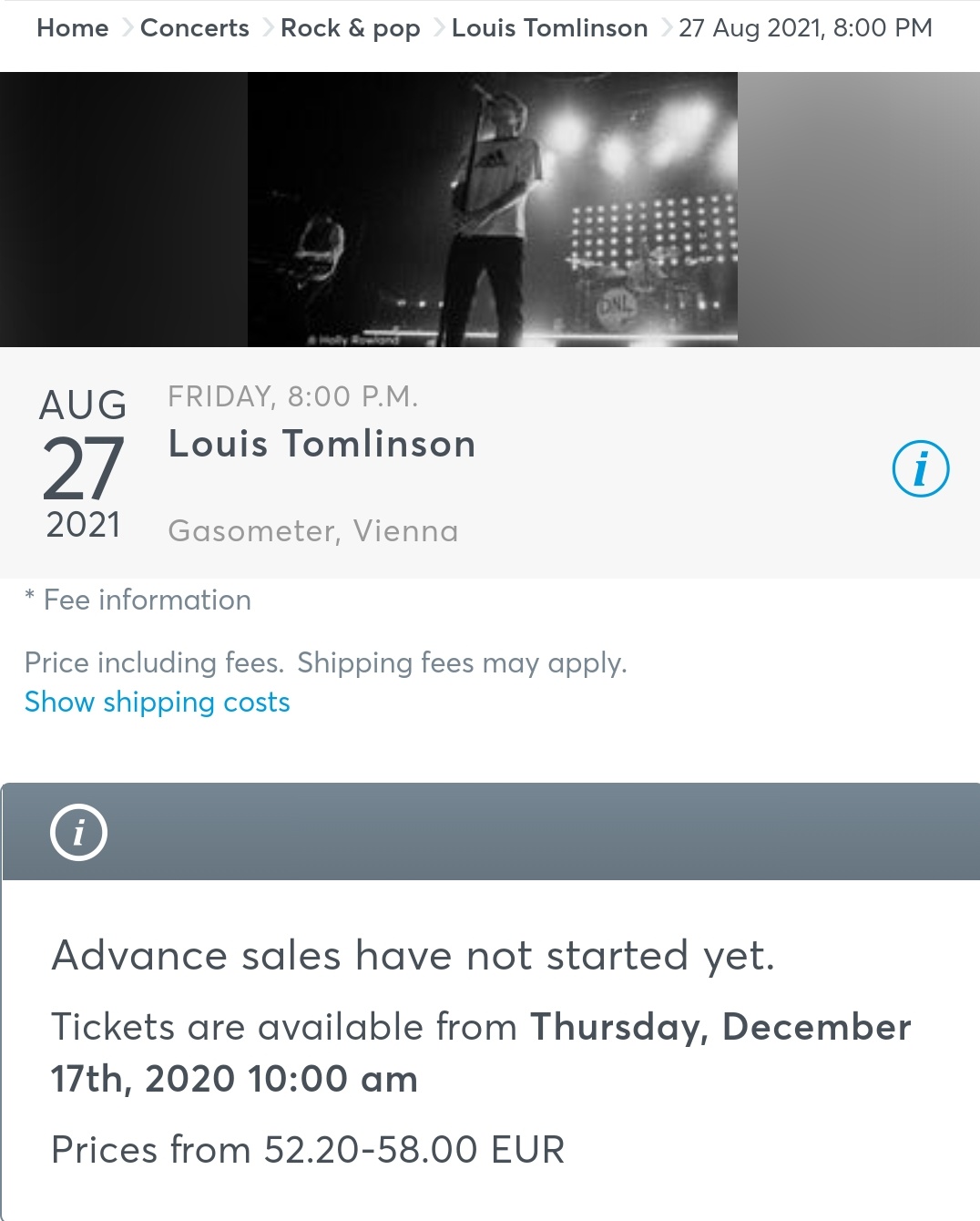 louis tomlinson tickets presale