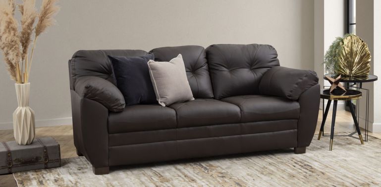 sofa de piel marron chocolate