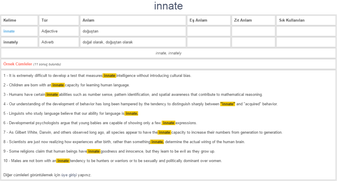 innate ne demek