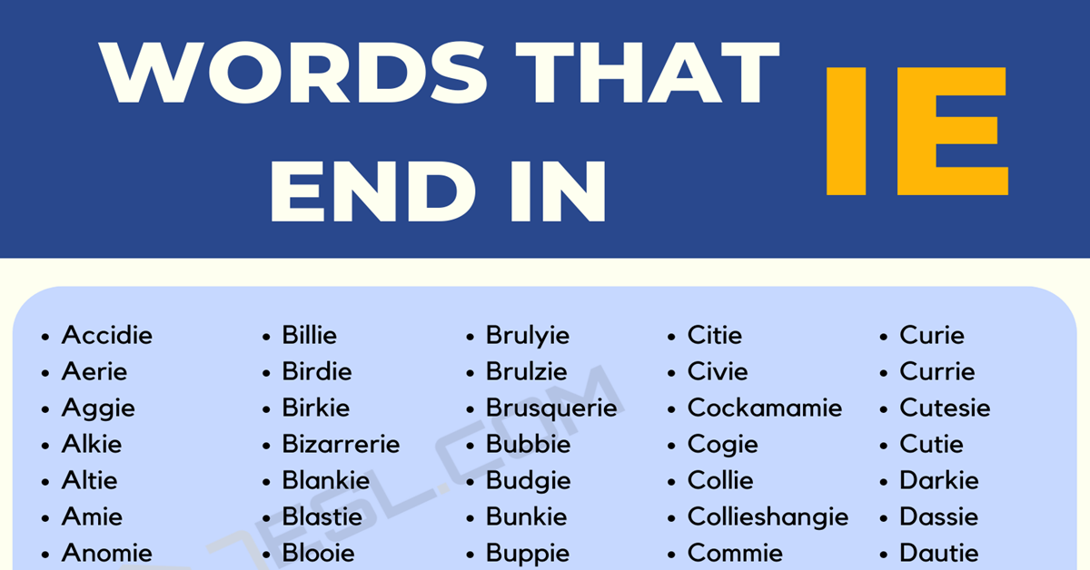 5 letter words end with ie