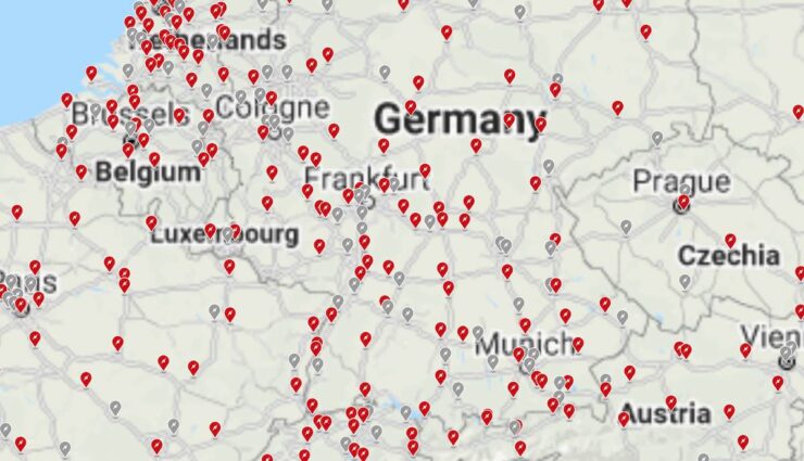 tesla supercharger germany map