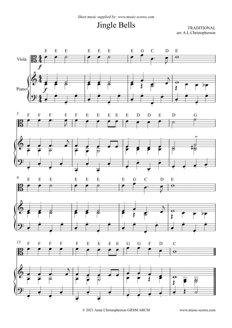 jingle bells notes for viola