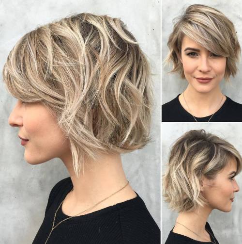 choppy bob haircut with bangs