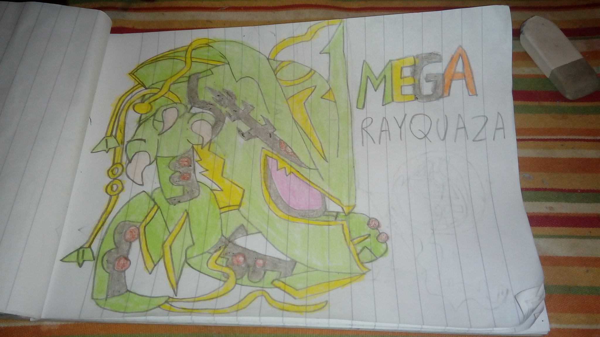 how to draw mega rayquaza