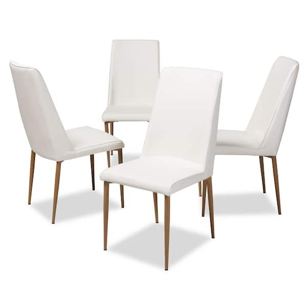 white leather dining chairs set of 4