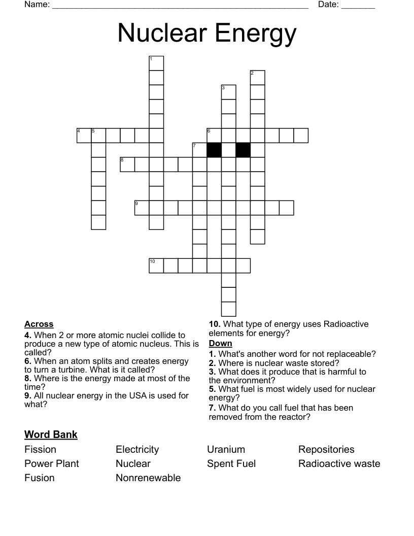 nuclear reactor crossword clue