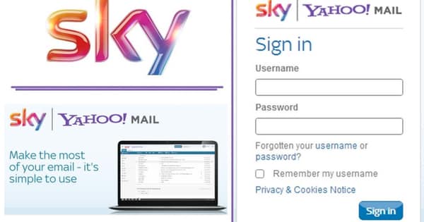 sky email yahoo