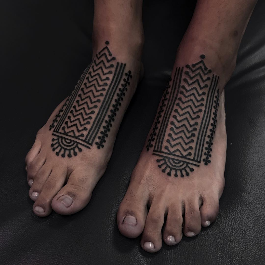 tribal tattoo on foot