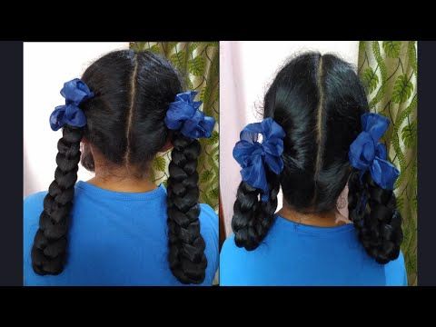 two plaits hairstyle for indian school