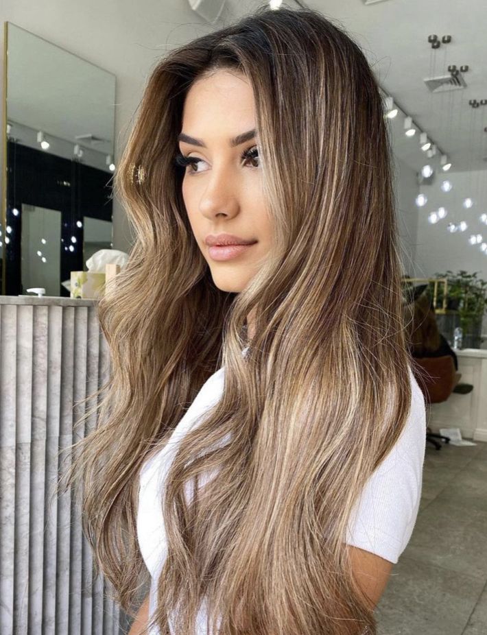 hair brown with blonde highlights