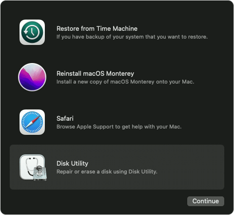 disk utility restore