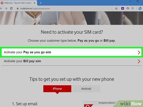 how to activate sim card vodafone