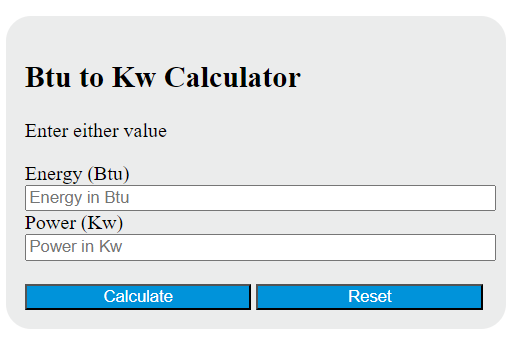 convert kw to btu