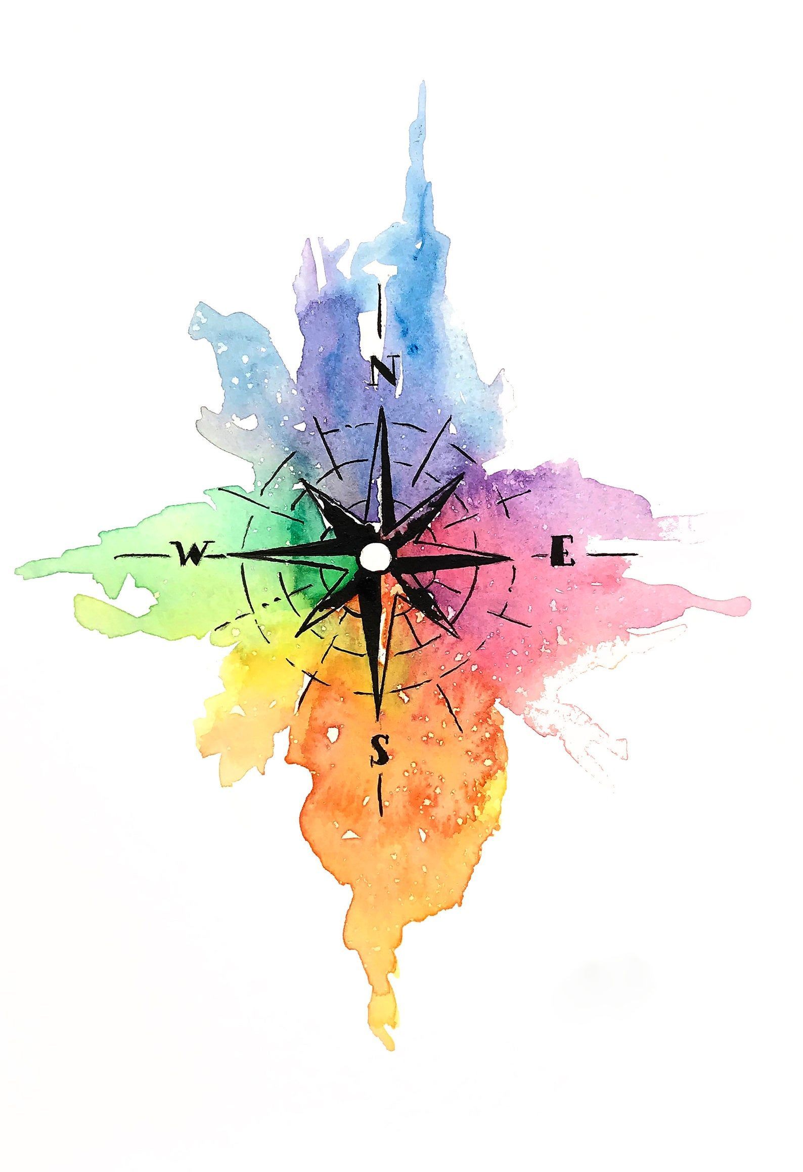 watercolor compass