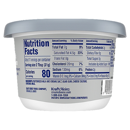 philadelphia cream cheese nutrition