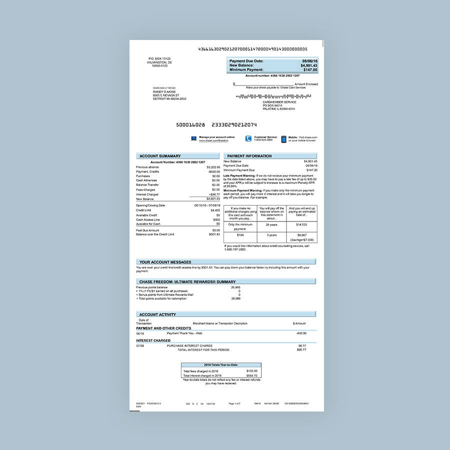 fake chase bank receipt