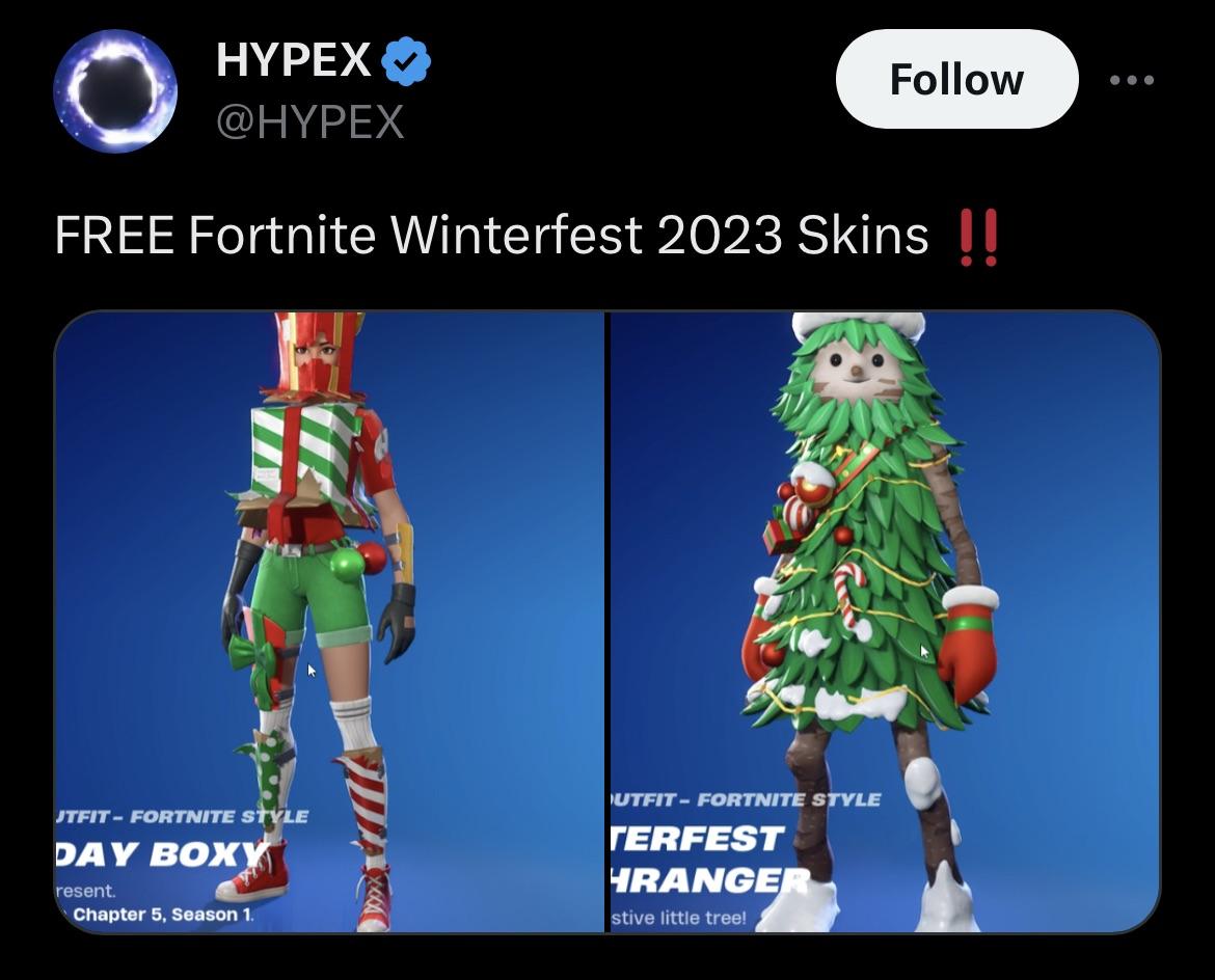 fortnite christmas skins 2023