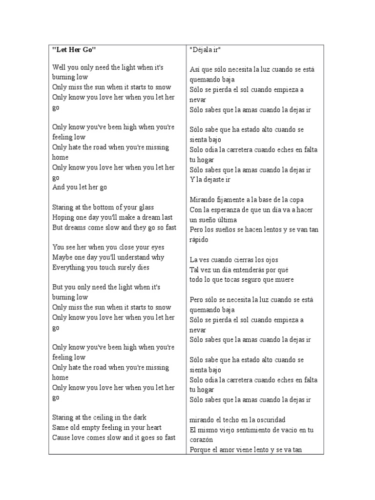 let it go español lyrics