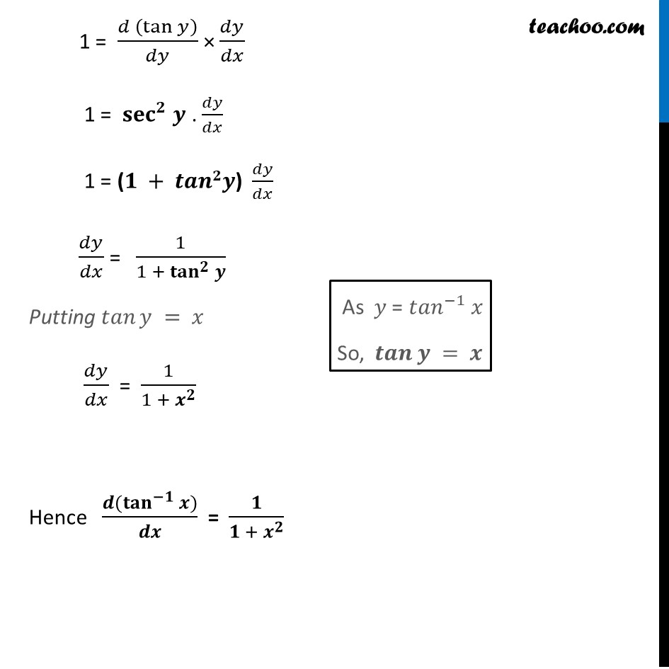 d dx of tan inverse x