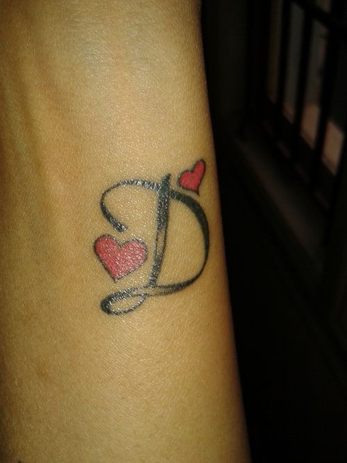 letter d tattoo with heart