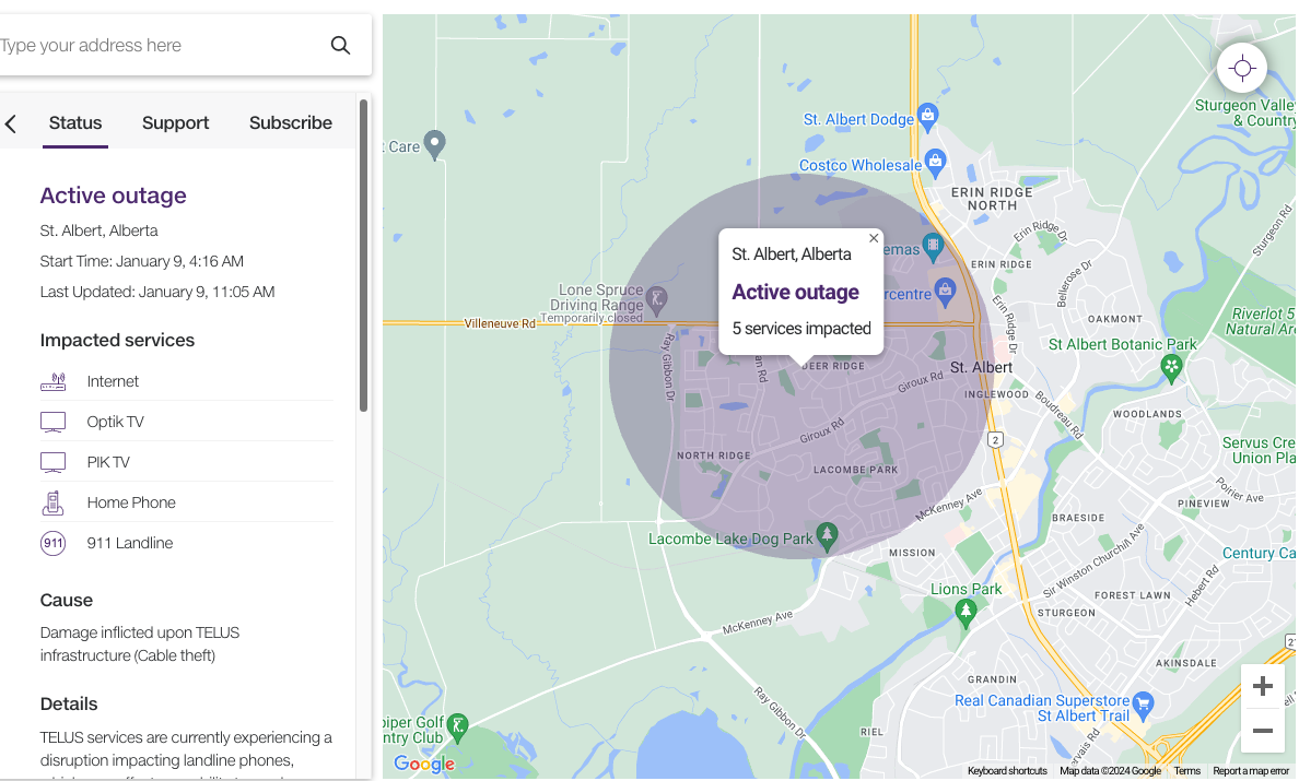 internet outage alberta