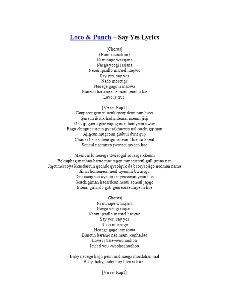 say yes say yes lyrics