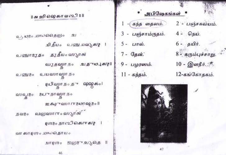 abhishekam items list in tamil