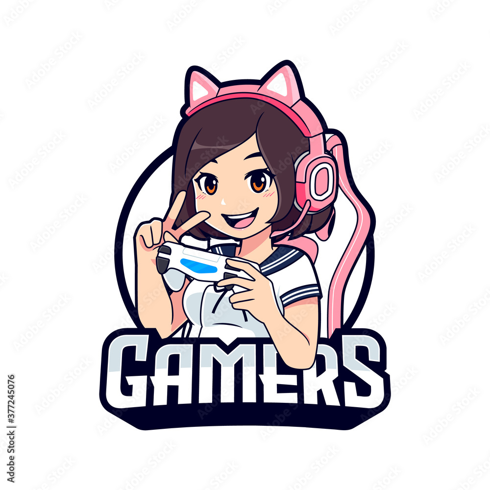 girl gaming logo template